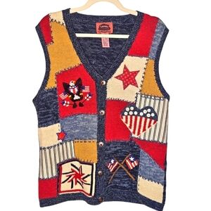 EUC Vintage Cambridge Country Store Americana USA Vest Patchwork Women's…